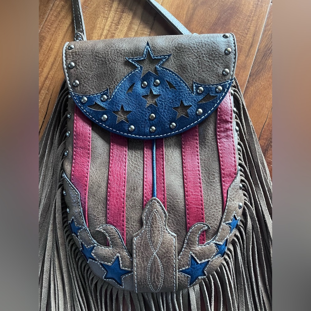 Patriotic Leather Tassel Purse